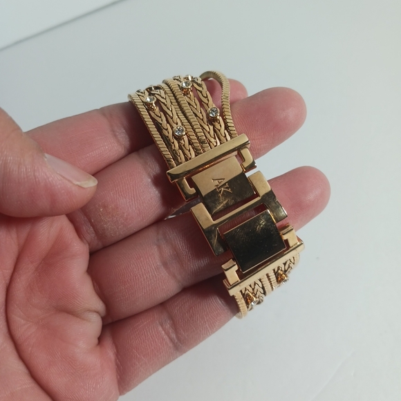 Anne Klein Womens Mother of Pearl Diamond Accented Dial Gold Tone Chain Watch - Picture 5 of 8